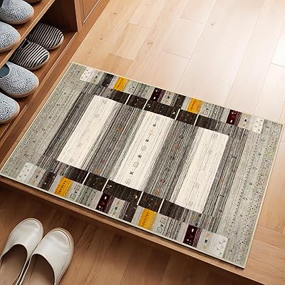 ILISILAN 玄関マット 室内 洗える ペルシャ風 玄関まっと; 北欧 げんかんまっと おしゃれ 滑り止め 洗面所マット 防音マット オールシーズン適用 (ギャッベ柄B, 70X120CM)