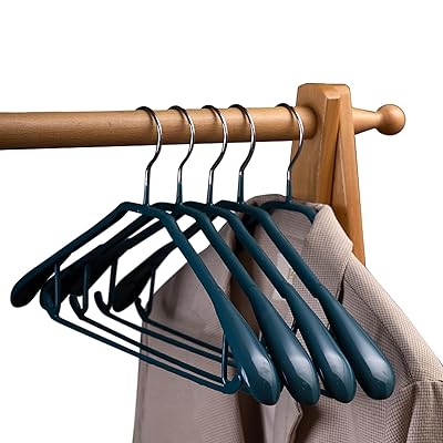 衣類ハンガー 幅広 ハンガー 滑り止め衣類ハンガー ベーシックハンガー 多機能ワイドショルダー乾燥ラック かたくずれ防止 ハンガー 崩れ防止 乾湿両用 5本組 濃い緑色 44*22cm