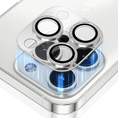 SinRenn カメラフィルム iPhone 16 Pro/iPhone 16 Pro Max 用 カメラカバー キラキラ 9H強化ガラス ア..