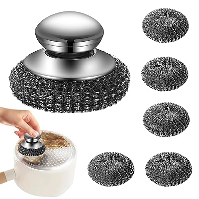 【雲見】カナダワシ ステンレスたわし 金たわし スチールたわし 持ち手 本体+替え6個 キッチン 焦げ取..