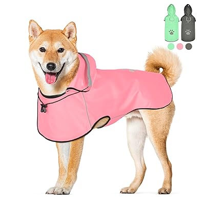 犬レインコート 防水 防風 通気性 軽量 透明フード付き 着脱簡単 マジックテープ調節可能 大型犬 梅雨対策 撥水加工 おしゃれデザイン 反射ステッチ 雨の日も...