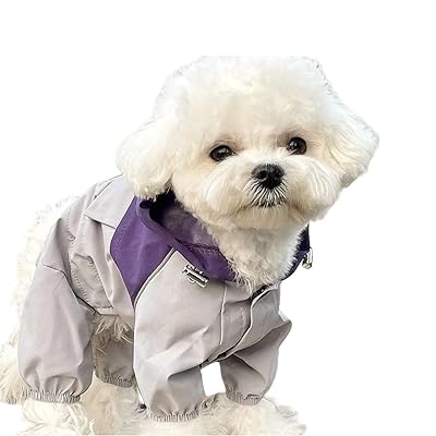 DICOCO 犬の服 犬 レインコート 防水 防風 帽子付き ペット服 小型犬 中型犬 大型犬 用 軽量 柔らかい 素材 通気性 お散歩 お出かけ 簡単 着脱 洗濯 便利 3色 展開（パープル*1，L）