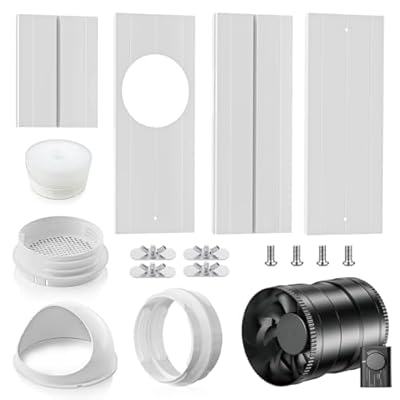 Okryain 窓用ダクトパネル 窓パネル 長さ43-142.5cm 防虫網付 無段階風量調整可能 スポットクーラー用..