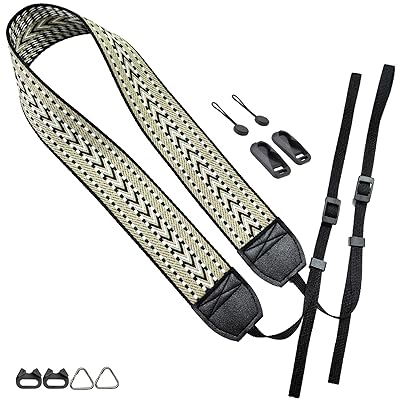 [Oumino] カメラストラップ 首掛け/ショルダータイプ コンパクト・一眼レフ・ミラーレス対応 刺繍入り..