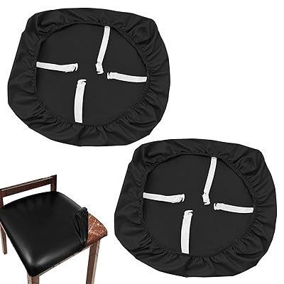 EsiFare チェアカバー ブラック 椅子カバー 交換用 2枚入 座面 PUレザー 撥水加工 汎用 座面カバー 取..