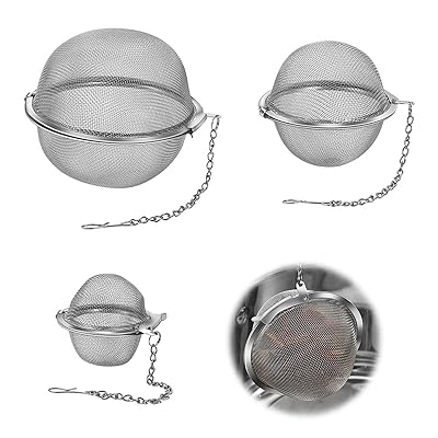 PAVIKE ボール茶こし (3個) ボール型茶こし 茶漉 テンレス製 茶葉用ティーボールインフューザー 微細メッシュ 茶葉濾過 延長チェーンフック付き 小型 軽量 お手入れ簡単 調味料だし取り 茶道用 スパイス用 家庭用品のサムネイル