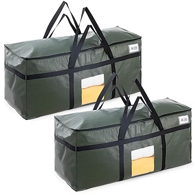 TAILI 大きいバッグ 収納ケース 特大引越し 2個パック 布団収納 大容量 透明窓 防塵防水バッグ 折りたたみ式 大型収納カバン キャンプ 旅行 収納用 耐荷重 グリーン
