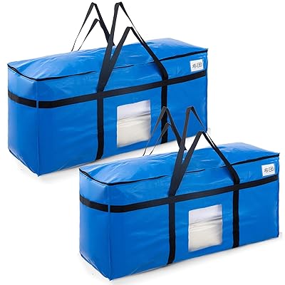 TAILI 大きいバッグ 収納ケース 特大引越し 2個パック 大型収納袋 大容量 透明窓 防塵防水 折りたたみ式 大型収納カバン キャンプ 旅行 収納用 耐荷重 ブルー