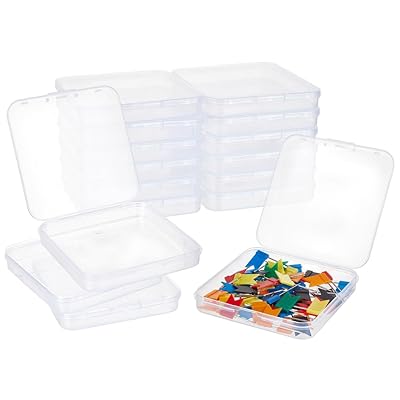 BENECREAT 20個 プラスチック収納ボックス 9.5x9.5x1.6cm 透明正方形 小物収納ケース ヒンジ付きース ..