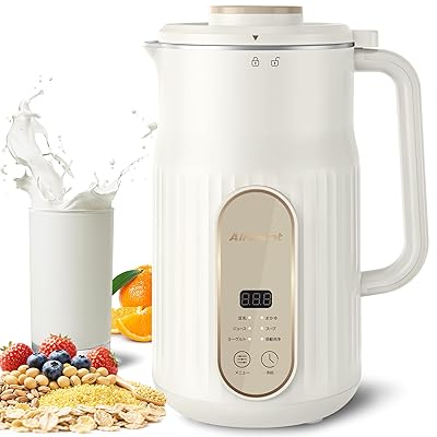 AlfaBot N2 豆乳メーカー 多機能ジューサー 完全豆乳 自家製お粥、ジュース、スープ、豆乳、ヨーグルト用 5モード/1000ml 大容量豆乳メーカー 豆乳マシーン 全自動 遅延設定 セルフクリーニング機能付き 乾燥豆OK ホワイト アース付きのサムネイル