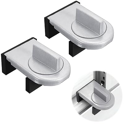 窓ロック サッシロック 窓補助錠 網戸ストッパー 防犯 換気 いたずら防止対応 窓ストッパー 引き戸対応 賃貸向け 子供安全ロック ペット対策 網戸ストッパー(シルバー 2個セット)