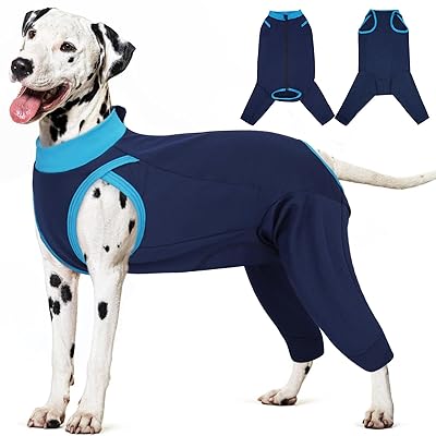 IECOii 術後服 犬 後脚と胴体の傷口保護 避妊手術 離乳 皮膚病 犬 服 背中開き ジップデザイン 伸縮性 ..