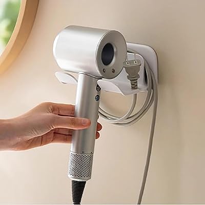 CHENLONB ドライヤーホルダー リファ ドライヤー ドライヤー置き 壁掛け 粘着 ドライヤー フック アルミ ドライヤー置き 巻き取り 収納 コードもスッキリ収まる