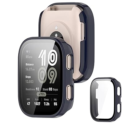 Rakuten - JXRICH 対応 Amazfit Bip 6 ケース 対応 46mm 軽量 PC+強化ガラス amazfit bip 6 用 保護カバー 高感度 装着簡単 耐衝撃 全面保護 Amazfit Bip 6 カバー 46mm 対応 (ブルー)