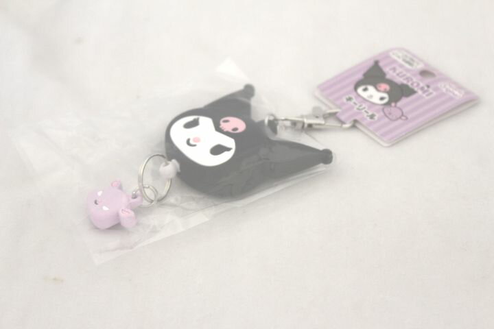 Rakuten - クロミ　KUROMI　フェイス型　キーリール　　キーホルダー　サンリオ