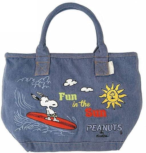 Rakuten - スヌーピー　デニム風　トートバッグ　刺繍　ルートート　Rootote デリ　サーフイン