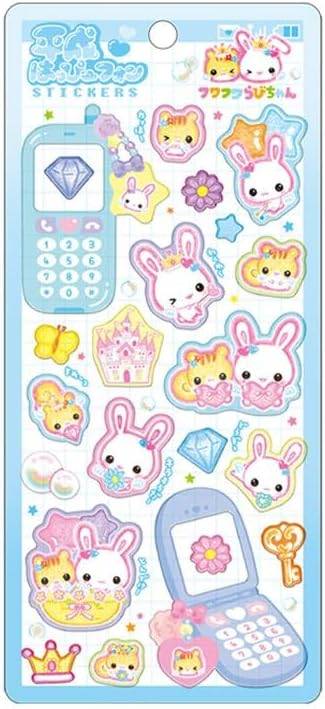 フワフワらびちゃん シール　平成はっぴーフォンステッカーズ ブルー 310037 ふわふわらびちゃん 平成レトロ Y2Kのサムネイル