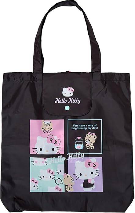 Rakuten - ハローキティ　キティ　エコバッグ キャラクター 　黒 M コマ　77075