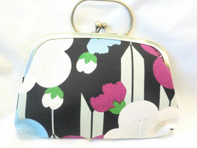 五色帆布堂 梅柄　口金ポーチ　バッグ　日本製　がま口
