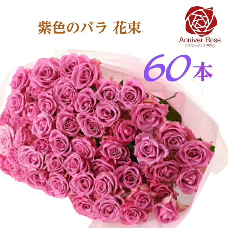 60本の赤いバラ バラ 花束 紫色バラ 【送料無料】 バラ 薔薇 生花 花束 赤バラ ピンクバラ 紫バラ 紫色 ギフト お祝い 薔薇 20本 30本 50本 60本 70本 77本 80本 88本 99本 100本 誕生日 結婚記念日 敬老の日 還暦 長寿 喜寿 米寿 御祝 クリスマス 成人式 バレンタイン ホワイトデー