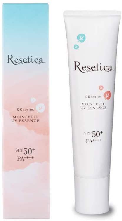 Resetica リセチカ モイストベールUVエッセンス 日焼け止め UV下地 日中用美容液 SPF50+ トーンアップ ウォータープルーフ ノンケミカル ナチュラルコスメ CICA 植物幹細胞 植物由来 敏感肌 保湿 透明感 石けん落ち お子様 30g