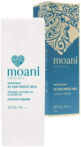 moani organics モアニ・オーガニクス UV SKIN PROTECT MILK (COCONUT BROWN) SPF50+ PA++++ 顔用日焼け止め ( ココナッツブラウン ) 50g