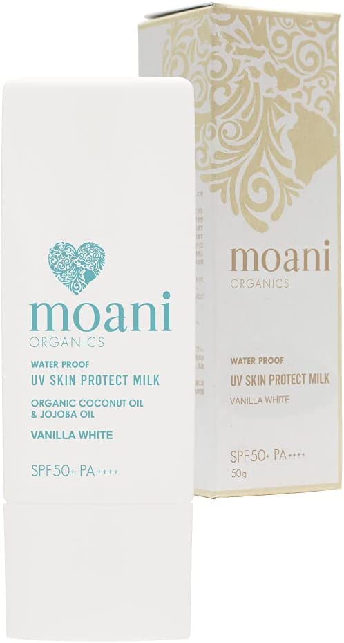 moani organics(モアニ・オーガニクス) UV SKIN PROTECT MILK (VANILLA WHITE) SPF50+ PA++++ 顔用日焼け止め (バニラホワイト) 50g