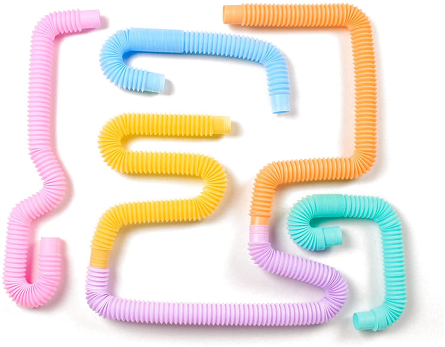 ポップチューブ 6色セット ホース 直径1.9cm 最長42cm マカロン DIY ランダム 伸縮 組み合わせ pop tubes ストレス解消 減圧 感覚 玩具 おもちゃ 暇つぶし プッシュ ポップパイプ ぽっぷ