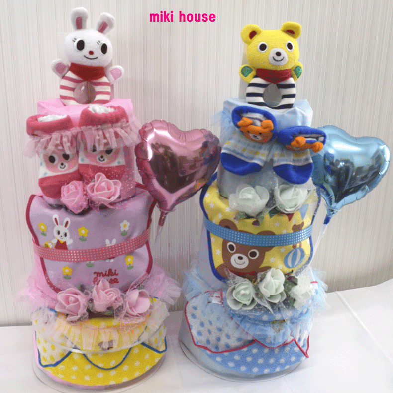男の子用 ミキハウスmikihouse 女の子用 おむつケーキ ミキハウス 送料無料 出産祝い オムツケーキ 出産祝い おむつケーキ 3段 出産祝い ギフト Mikihouse 3段 即日発送 名入れ おむつケーキ 女の子用 男の子用 63 送料無料 名入れ即日発送オムツ