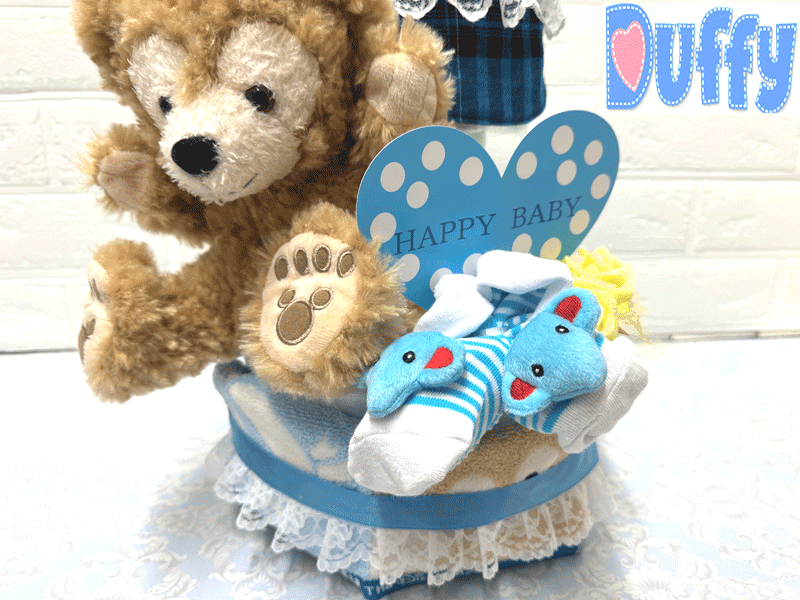 【出産祝い】【おむつケーキ　3段 】【ディズニー】【リーナ・ベル】【ダッフィー】【シェリーメイ】【ステラ・ルー】【ジェラトニー】☆555☆送料無料 名入れ即日発送オムツケーキ — vista 3