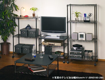 テレビ台 TV台 テレビボード ローボード 幅90 3段 テレビラック TVボード PC台 パソコン台 ラック 収納 棚 ルミナス スチール棚 黒 ブラック キャスター 径19mm フリーラック【幅89.5×奥行34.5×高さ51cm】メタル製ラック スチールラック BN5190-3M