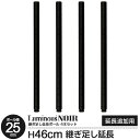 ラック パーツ ポール 延長ポール 柱 支柱 4本セット 高さ45 ルミナス ノワール ポール径25mm おしゃれ 黒 ブラック スチールラック カラーラック シェルフ ワイヤーシェルフ 収納棚 収納 棚 スチール棚 オープンラック メタル 長さ46cm延長 NOADDP2545