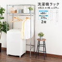 洗濯機ラック ランドリーラック 幅90 奥行45 高さ175 ハンガーポール付き タイプ 2段 ラック スチールラック メタル製ラック 脱衣所 洗面所 洗濯機 ...