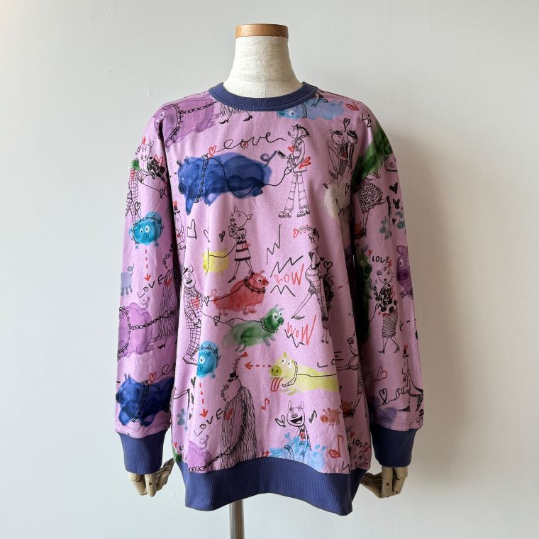 【30%OFF SALE】アルベロベロ(Alberobello)オレボレブラぶたさんお散歩プリントシリーズ ストレッチミニ裏毛 カットソーチュニック(ピンク)【2024 AUTUMN COLLECTION】送料無料