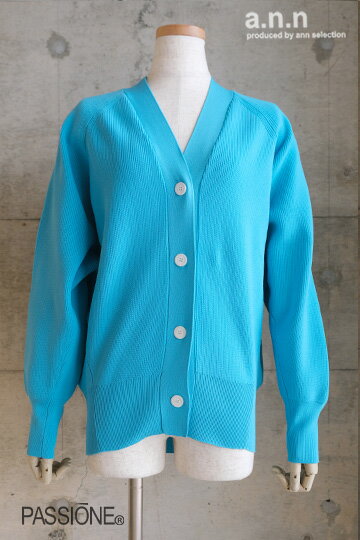【30％OFF SALE】パシオーネ(PASSIONE)Vネックカーディガン（ブルー）【2025 SPRING SUMMER COLLECTION】送料無料