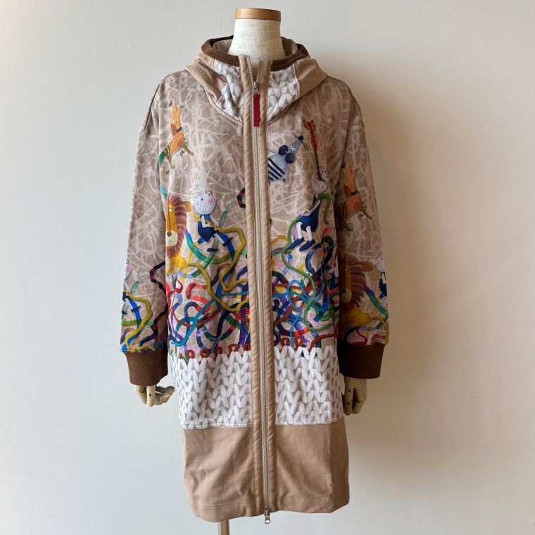 アルベロベロ(Alberobello)オレボレブラアニマルテイルプリントシリーズ 裏毛ロングパーカー(ベージュ)【2025 WINTER COLLECTION】送料無料