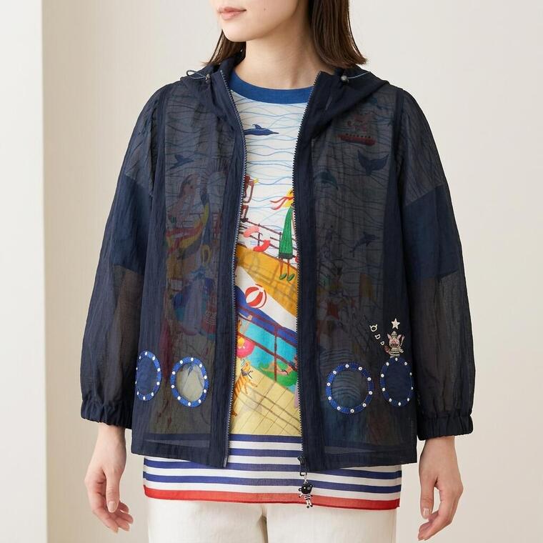 アルベロベロ(Alberobello)オレボレブラぶたさん刺繍＆スライダーパーツ付き ナイロンシアー リップストップ ジップアップパーカー（コン）【2026 SUMMER COLLECTION】送料無料（楽天・Ann selection）
