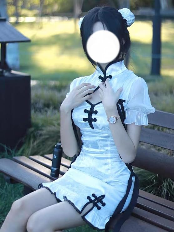 【ニャンコの爪】チャイナドレス セクシー コスプレ ロリータ服 ワンピース 黒い 白い コスチューム ド..