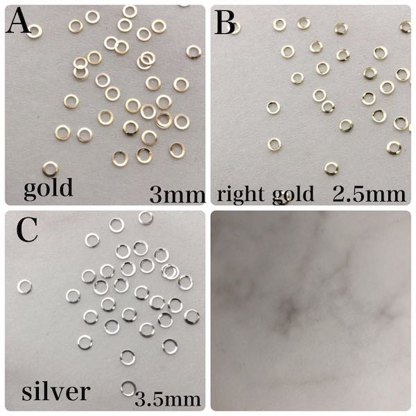 【★必須アイテム★】[メタルパーツラウンドリング 20枚入 全3種類 (ゴールド/シルバー)]ネイル ネイルアート ネイル用品 ジェルネイル セルフネイル リング レジン ハンドメイド