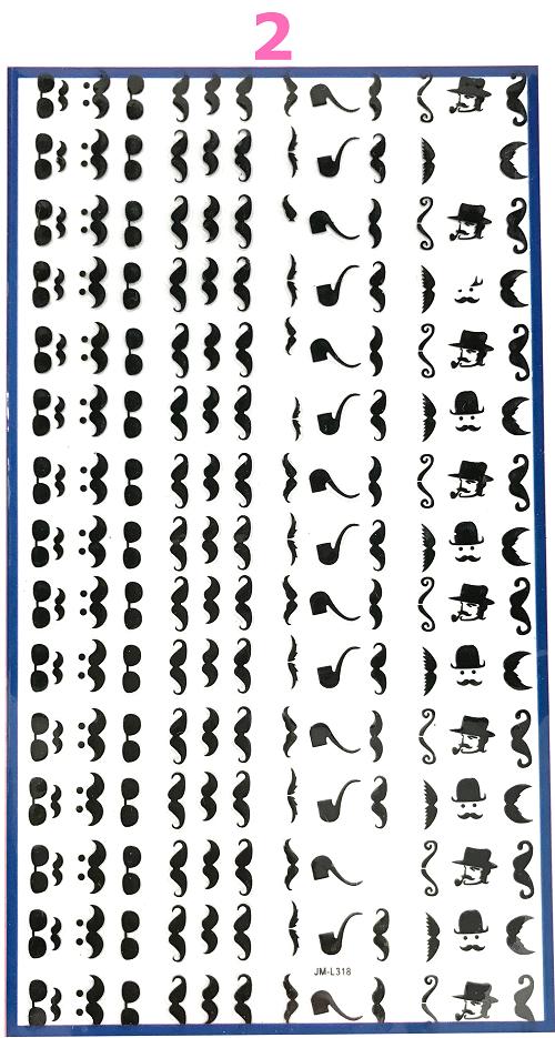 【★簡単デザインネイル★】ネイルステッカー[大判ステッカーヒゲ/スカル (3種類) 1枚]ネイル ネイルアート ネイル用品 ネイルステッカー ネイルシール デザインシール ネイリスト セルフネイル ジェルネイル