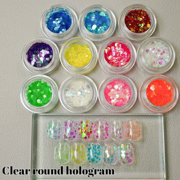 [Clear round hologram 11種類] クリアラウンドホログラム ネイル ホロネイル ネイルアート