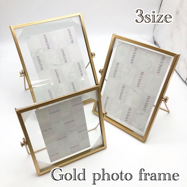 gold photo frame[ゴールドフォトフレーム]ネイル ネイルチップ ネイルサンプル フォトフレーム 写真立て ピクチャーフレーム ガラスフレーム フォトスタンド ポストカード 縦置き インテリア フォトディスプレイ