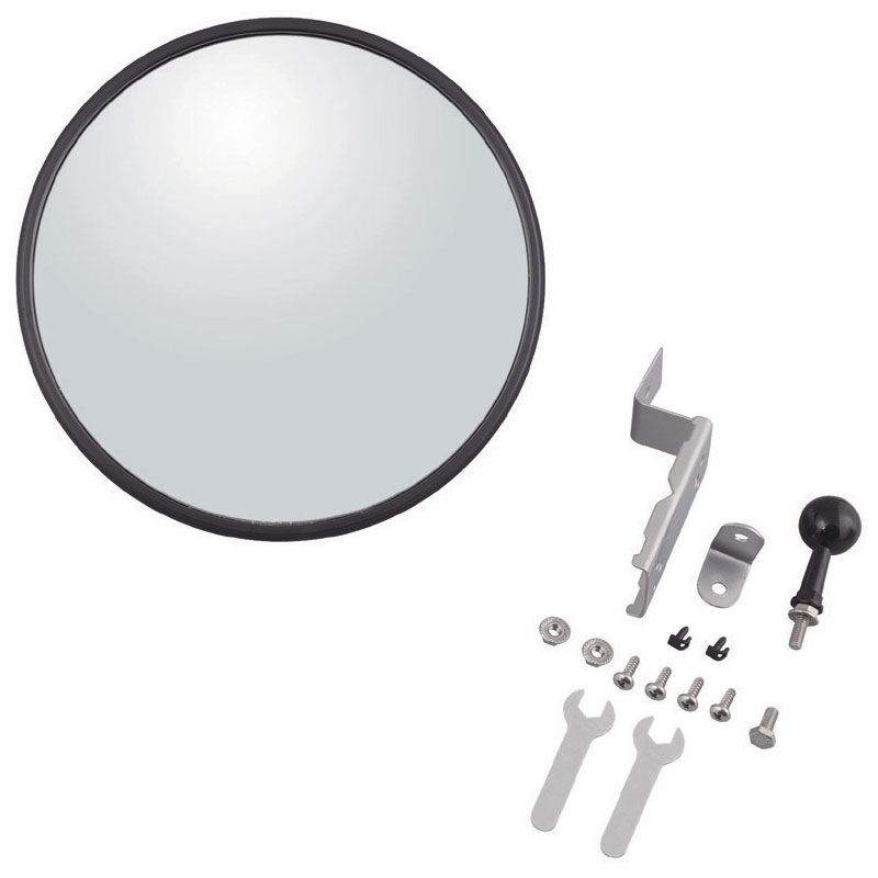 ガレージミラーS丸・φ220mm・650R（ピボット1個/ロックピン2個/L型金具1個/クランク型金具1個/フランジ..