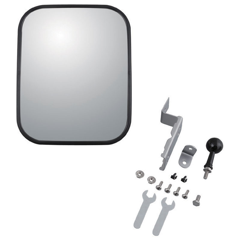 ガレージミラーS角・幅190mm×縦240mm・650R（ピボット1個/ロックピン2個/L型金具1個/クランク型金具1個..