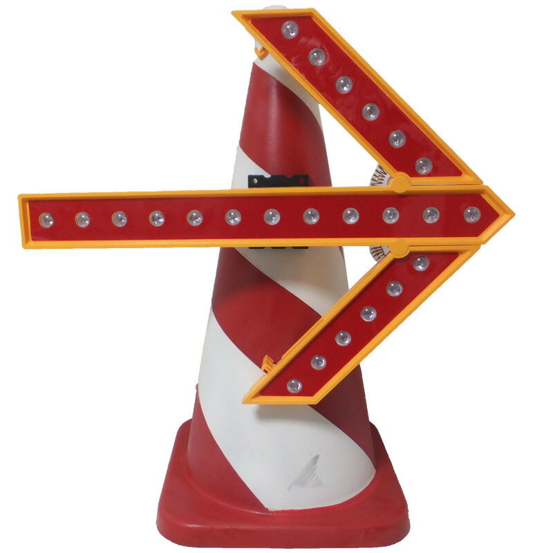 コーン用LED矢印・赤点滅/流動（コーン取付タイプ/折りたたみ式）