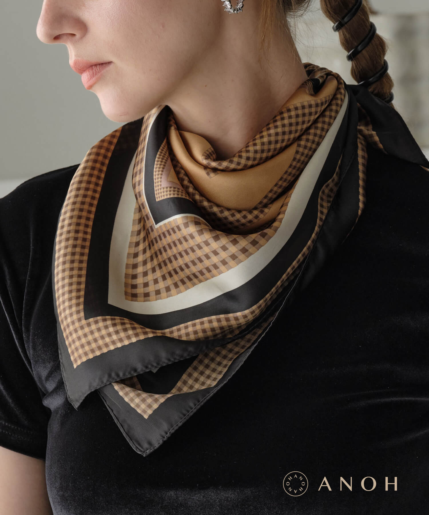 【今だけ送料無料！9/25迄】クラシカルパターンスカーフ/レディース アクセサリーリボンスカーフ ヘアアクセサリー ブレスレット チャーム おしゃれ きれいめ プレゼント 大人 プチプラ スカーフ チェックのサムネイル