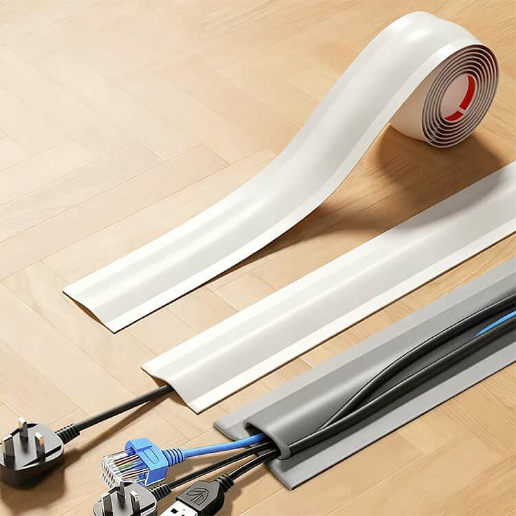 ANOMALYのケーブルカバー 配線モール 床配線用 ケーブルカバー 配線カバー 送料無料 幅38mm コード隠し lanケーブル ケーブルプロテクター ケーブルカバー 床用モール 幅55mm 配線 収納 8m 10m 床 室内 ケーブルモール 自宅 オフィス｜アングル2