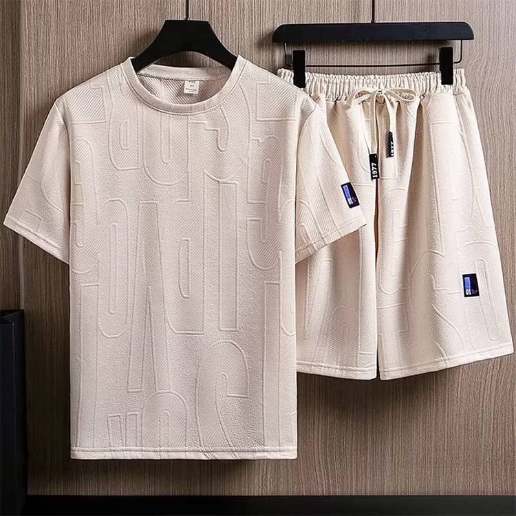 ANOMALYのセットアップ メンズ 半袖 夏服 ビッグシルエット ショートパンツ 上下2点セット エンボス加工 大きいサイズ ゆったり カジュアル ハーフパンツ オーバーサイズ 部屋着 韓国風 セットアップ 通気性 軽量 おしゃれ｜アングル2