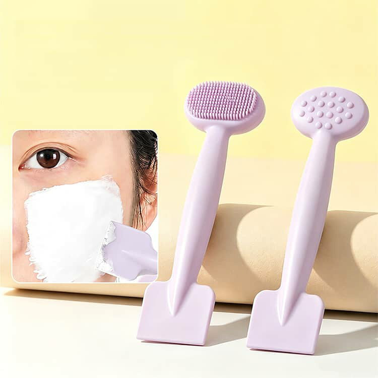 2WAY 女性 洗顔ブラシ 持ち運び便利 送料無料 フェイスケア パック塗布 軽量 フェ...