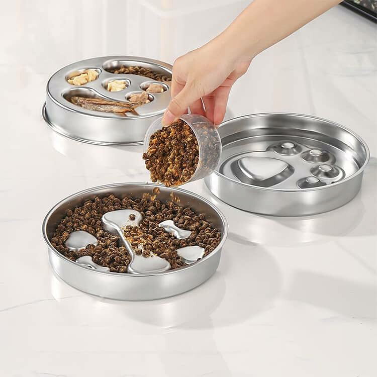ゆっくり食べる 食べ過ぎ防止 犬 ステンレス 早食い防止 犬用食器 直径22cm 大型犬...